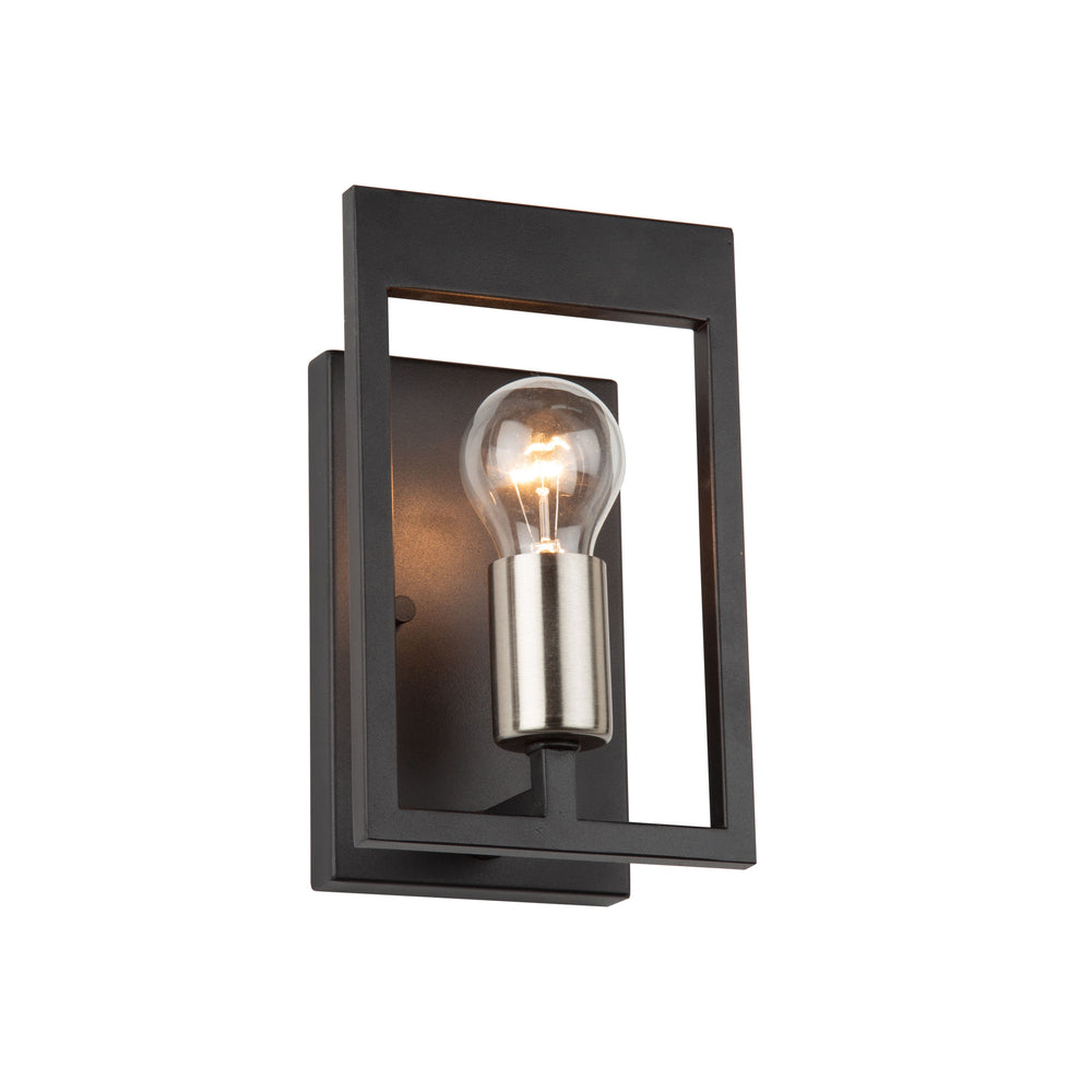 Sutherland 1 Light Wall Light in Black & Brushed Nickel