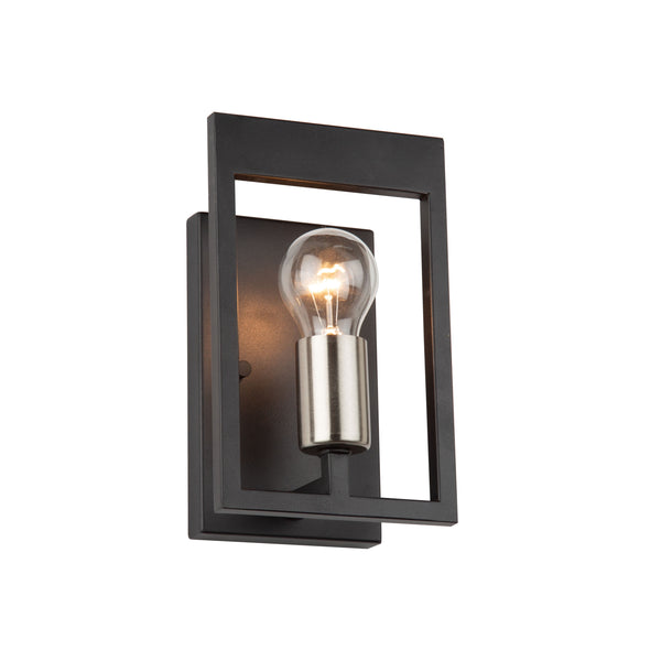 Sutherland 1 Light Wall Light in Black & Brushed Nickel
