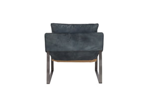 Morgan Ocean Blue Leather Accent Chair with Iron Legs