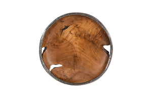 Teak Wood Bowl Wall Art, Metallurgy Edge, XL