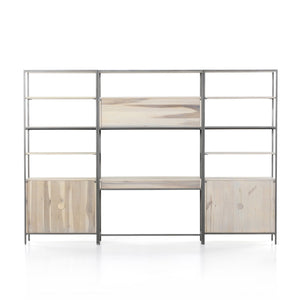 Trey Modular Wall Desk W/ 2 Bookcases - Dove Poplar