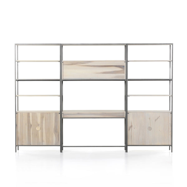 Trey Modular Wall Desk W/ 2 Bookcases - Dove Poplar