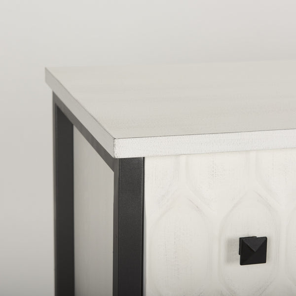 Savannah White Fir Veneer w/ Gray Metal 6-Drawer Sideboard