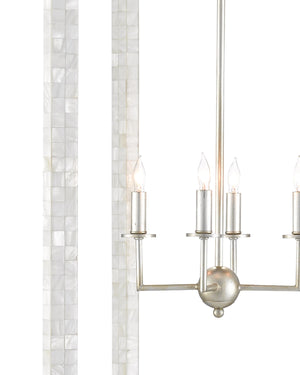 Arietta Chandelier In Mother of Pearl & Contemporary Silver Leaf