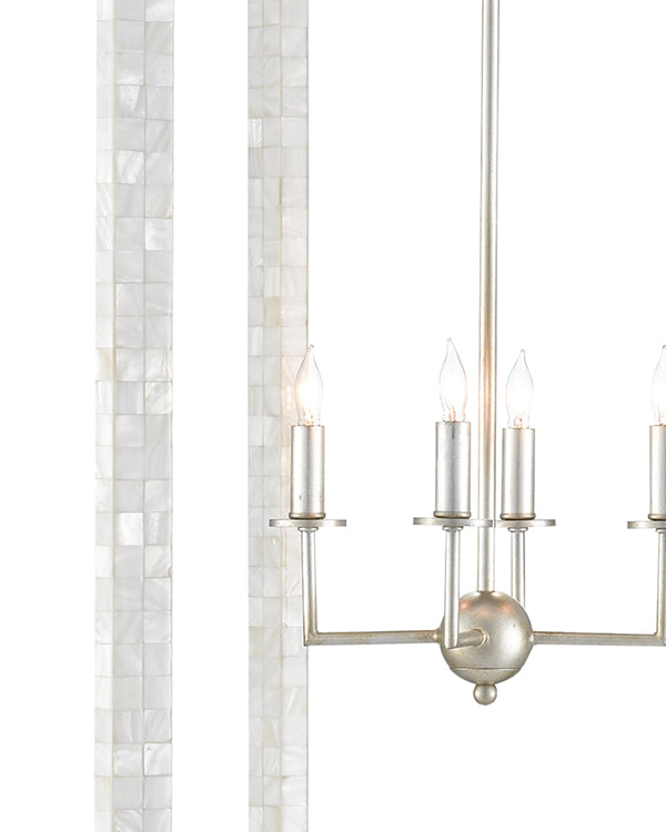 Arietta Chandelier In Mother of Pearl & Contemporary Silver Leaf