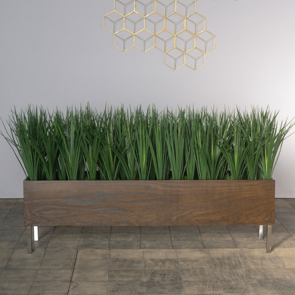 Liriope Grass in Dark Stained Custom Rectangle Pla