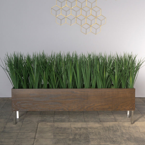Liriope Grass in Dark Stained Custom Rectangle Pla