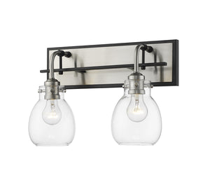 Kraken 2 Light Wall Sconce in Matte Black + Brushed Nickel Finish