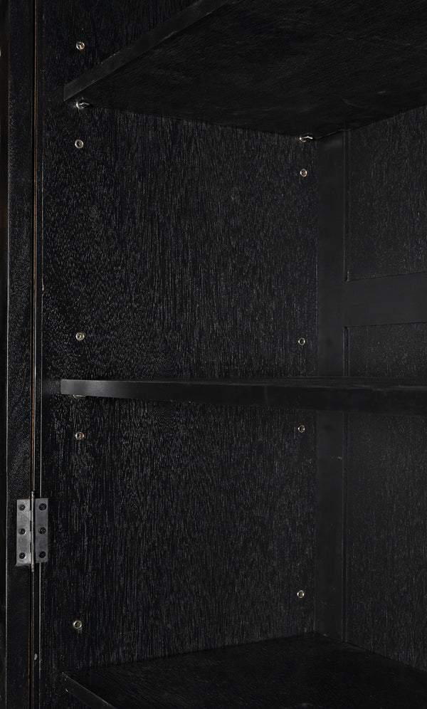 Noho Hutch in Mahogany, Hand-Rubbed Black with Light Brown Accents