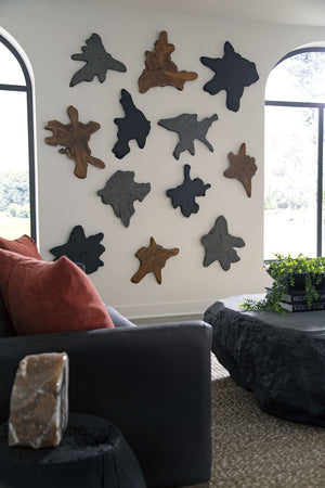 Freeform Teak Wall Slice, Large, Black