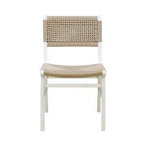 RATTAN WRAPPED DINING CHAIR IN MATTE WHITE LACQUER