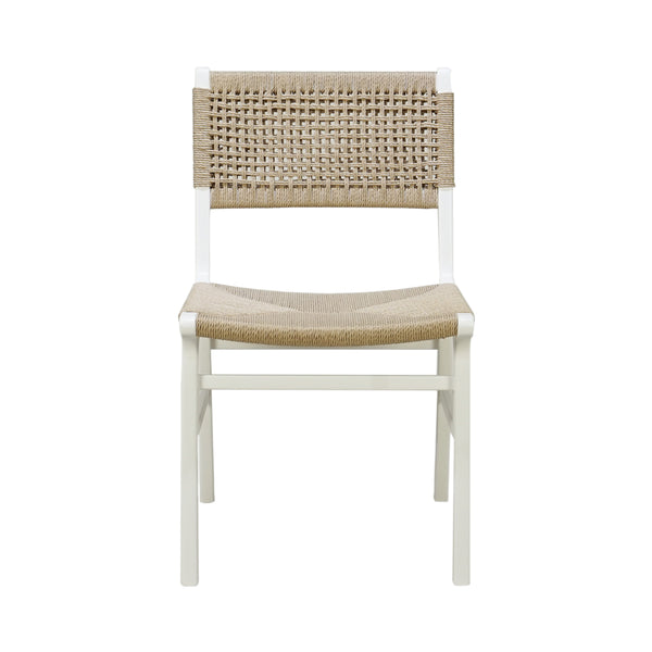 RATTAN WRAPPED DINING CHAIR IN MATTE WHITE LACQUER