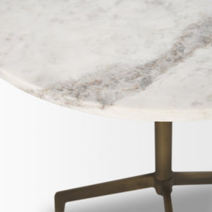 Serre Marble Top 3 Prong Gold Metal Base End Table