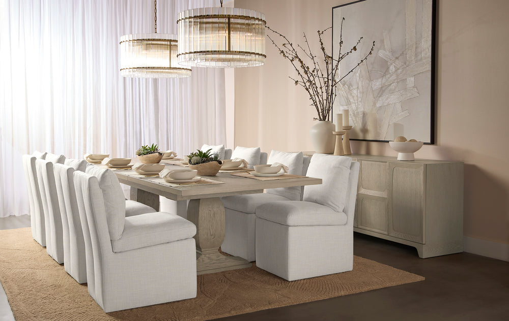GLENROSE WHEELED DINING CHAIR - EFFIE LINEN