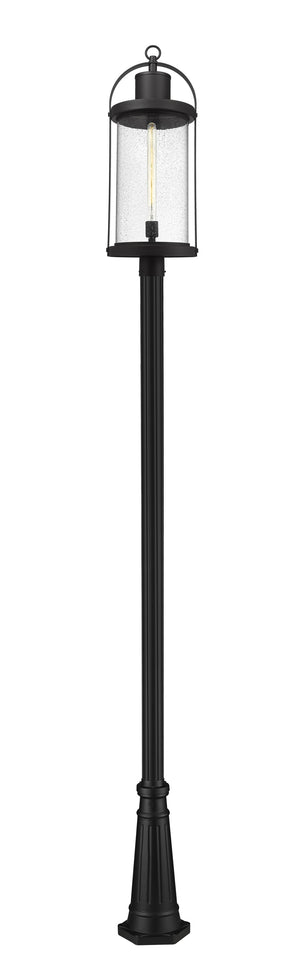 Roundhouse 1 Light Outdoor Post Mounted Fixture in Black Finish