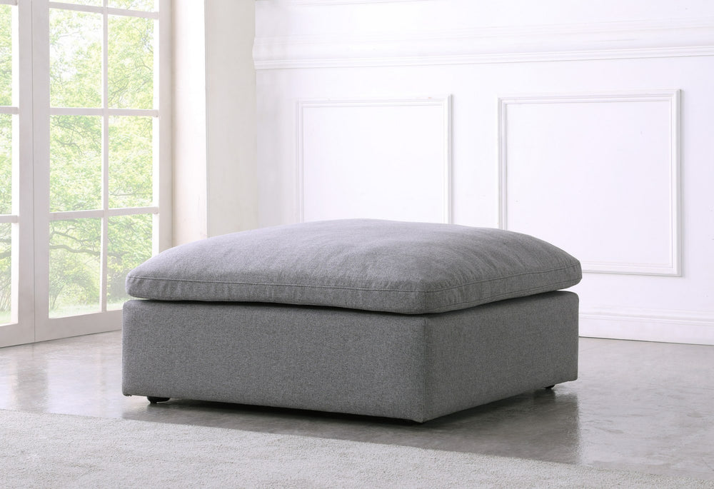 Carmen Cloud Ottoman In Grey Linen Fabric