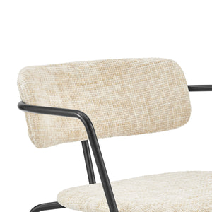 Alivia KD Chenille Dining Side Arm Chair, Allure Cream
