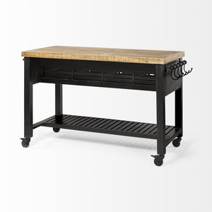 Columbia 62L x 28W x 36H Black Wooden Kitchen Island