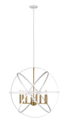 Cavallo 8 Light Pendant  in Hammered White + Olde Brass Finish