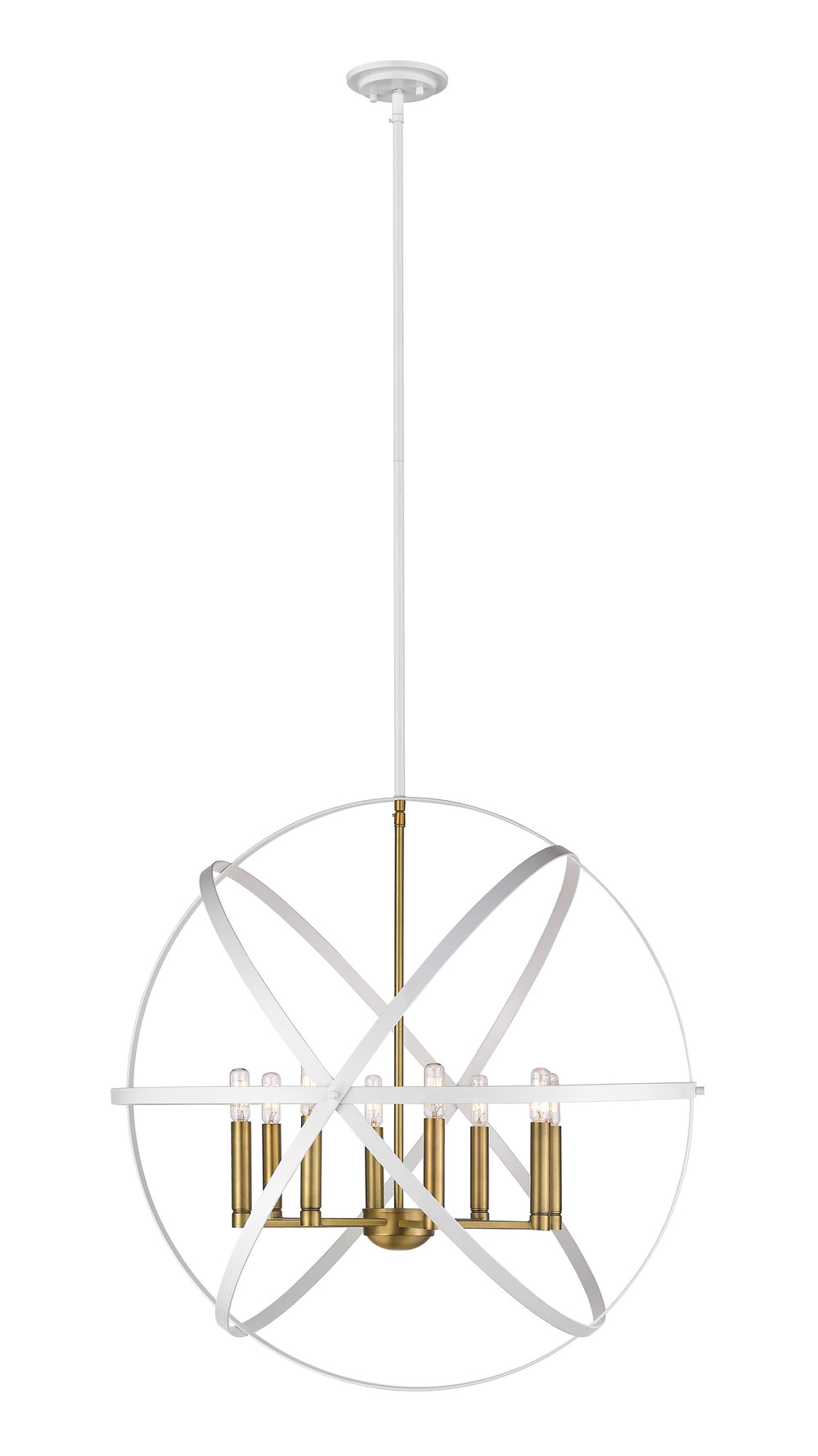 Cavallo 8 Light Pendant  in Hammered White + Olde Brass Finish