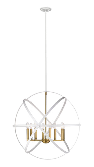 Cavallo 8 Light Pendant  in Hammered White + Olde Brass Finish