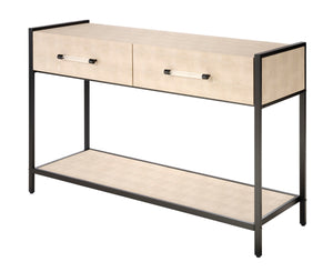 Cassius Faux Shagreen 2-Drawer Console, Taupe