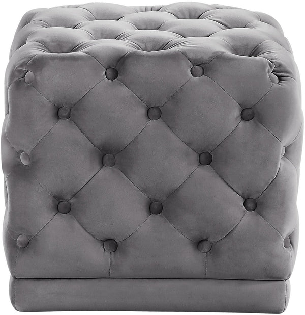 Robyn Ottoman/Stool In Grey Velvet