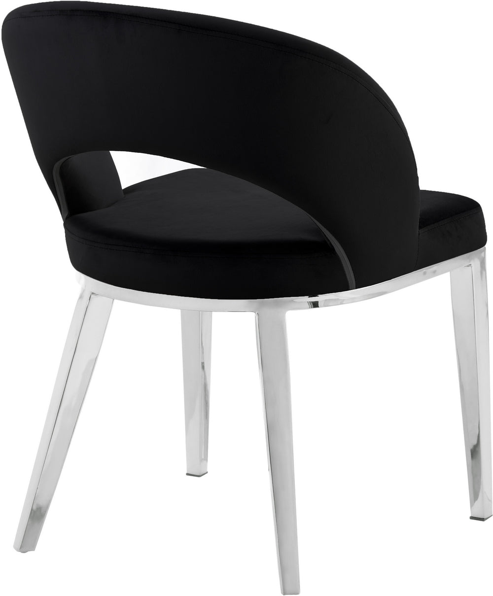 Caroline Dining Chair In Black Velvet and Chrome