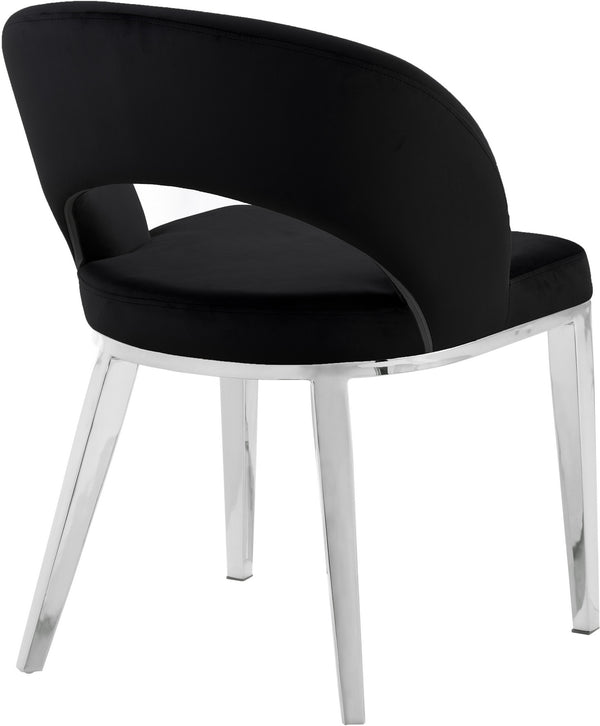 Caroline Dining Chair In Black Velvet and Chrome