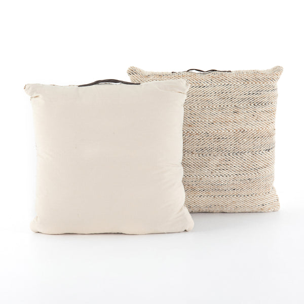 Neema Pouf-Heathered Wool-Nat, Blk