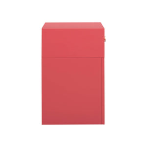 Suzie Coral Pink & Rattan Nightstand
