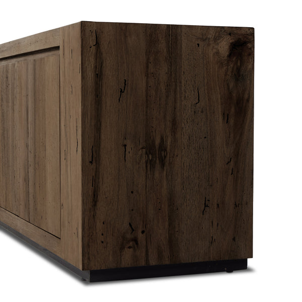 Abaso Media Console In Ebony Rustic Wormwd