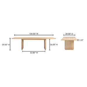 Moe's Round Off Large Natural Oak Dining Table