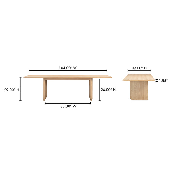 Moe's Round Off Large Natural Oak Dining Table