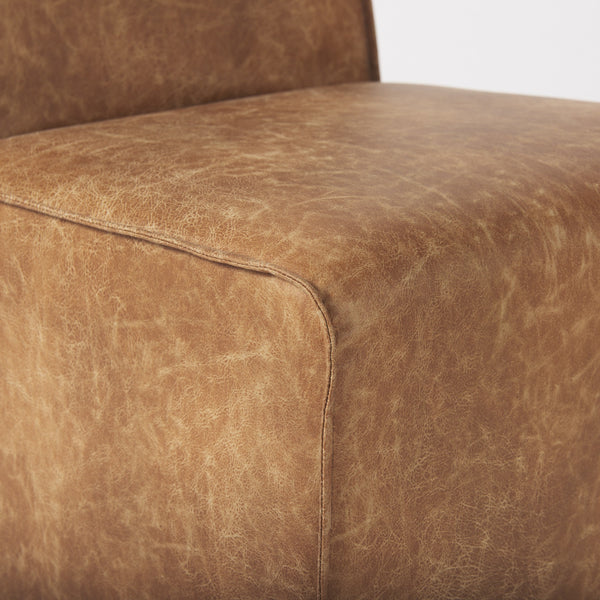 Damon 19.8L x 26.3W x 31.8H Cognac Brown Faux Leather Dining Chair
