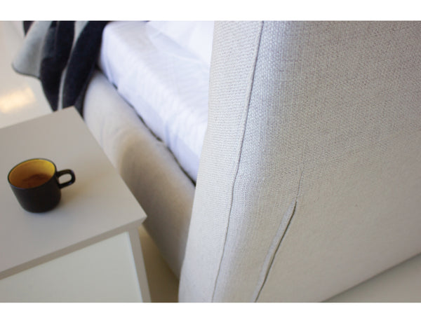 Lunar Storage King Bed in greige tweed