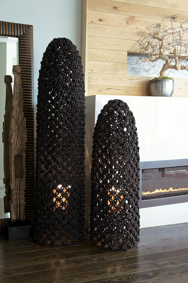 Floor Light Macrame Black