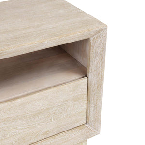Reece Solid Wood Nightstand with Shelf in Seashell White