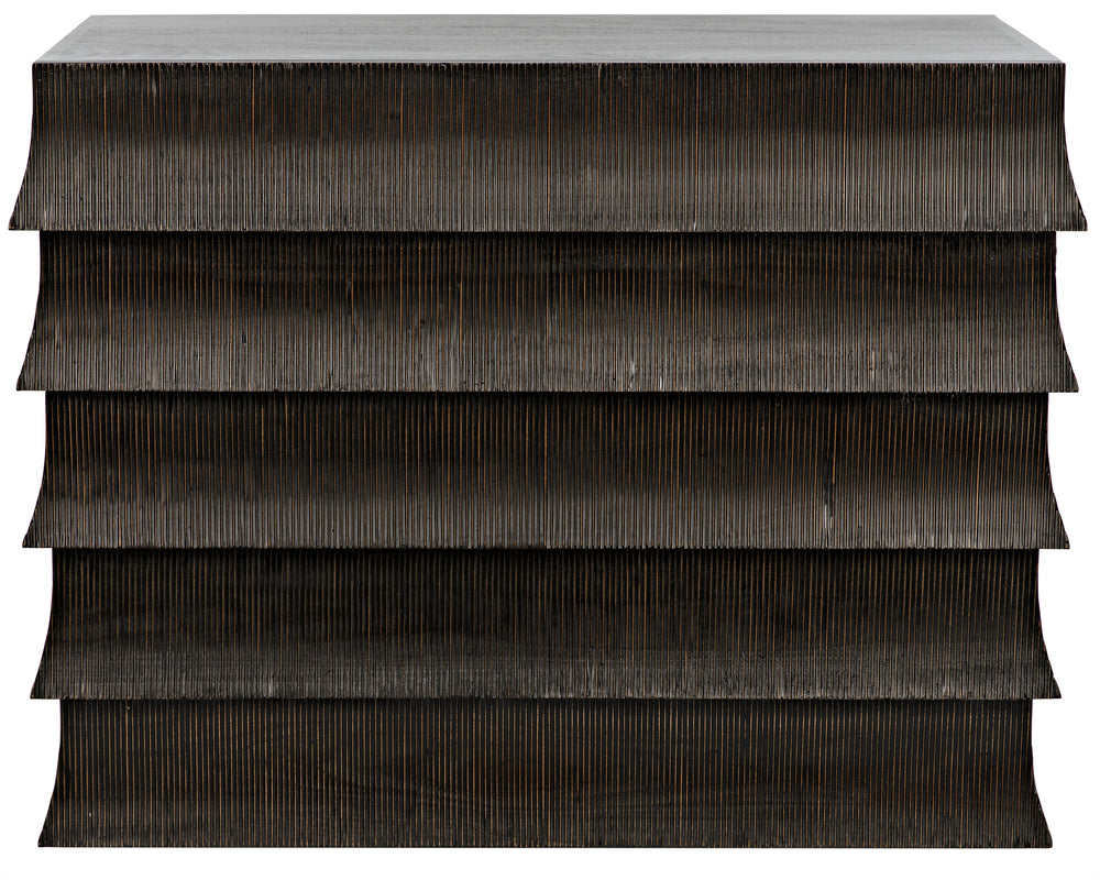 Ava Mahogany Dresser in Hand-Rubbed Black with Light Brown Highlights