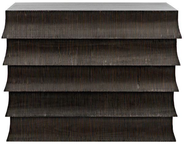 Ava Mahogany Dresser in Hand-Rubbed Black with Light Brown Highlights