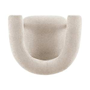 Vincent Chenille Accent Arm Chair Brown Legs, Grenada Cream 