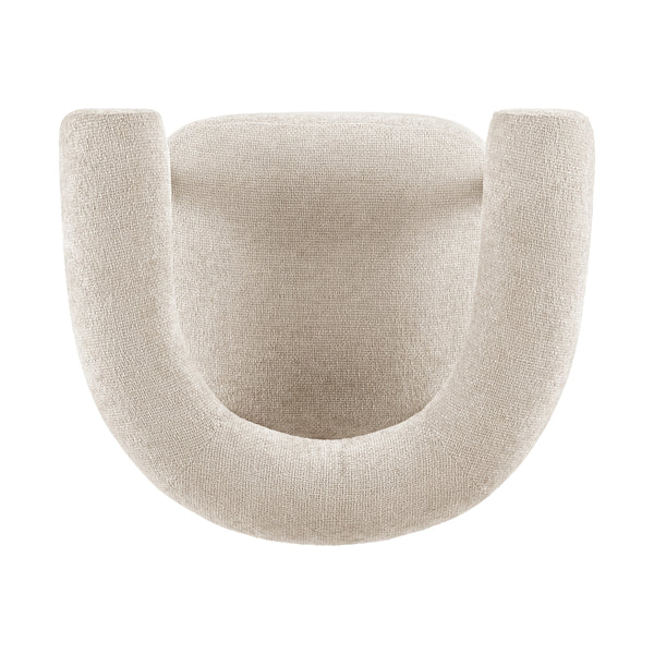 Vincent Chenille Accent Arm Chair Brown Legs, Grenada Cream 