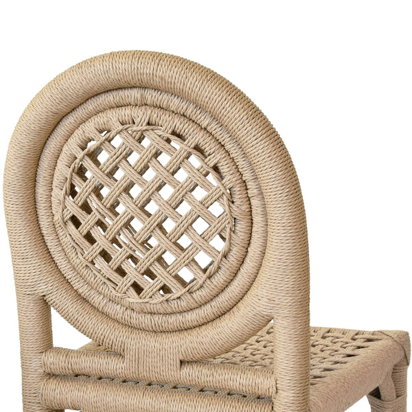ROUND BACK RATTAN WRAPPED DINING CHAIR