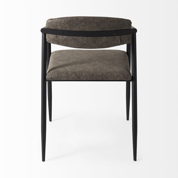 Langston Brown Faux-Leather Seat Black Iron Frame Dining Chair