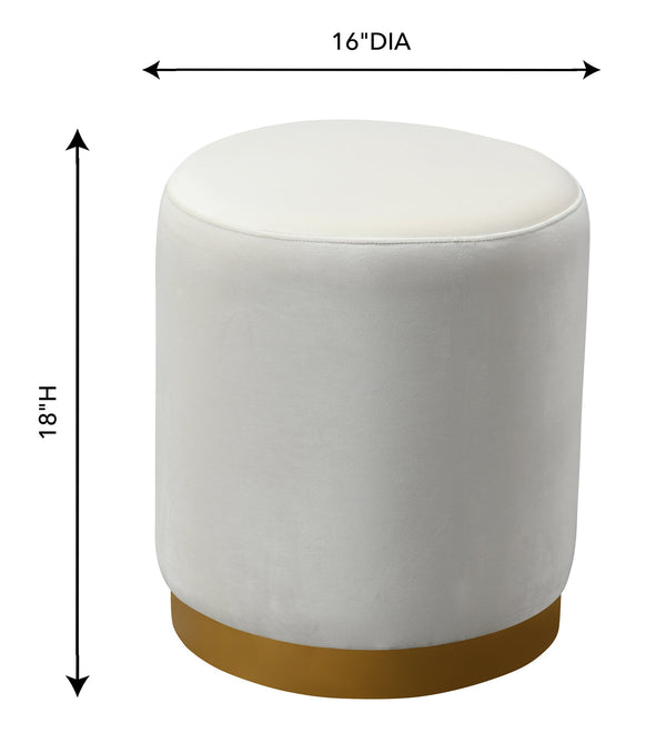 Opal Cream Velvet Ottoman with Gold Base