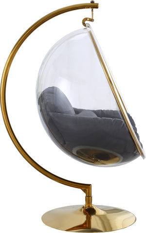 Rudy Acrylic Swing Bubble Accent Chair In Grey Fabric