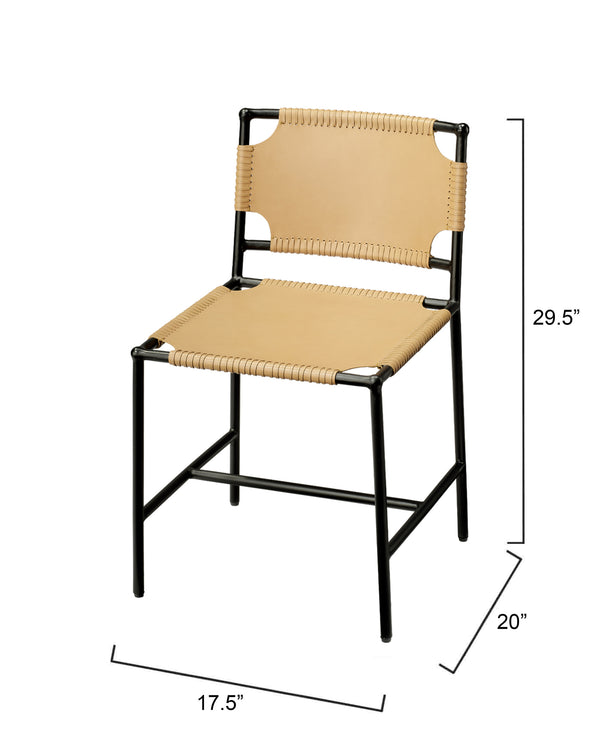 Asher Leather Dining Chair, Cashew
