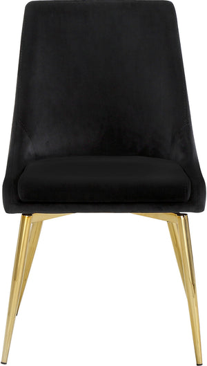 Lynette Dining Chair In Black Velvet and Gold