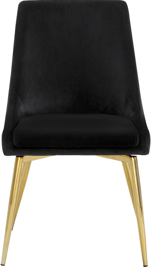 Lynette Dining Chair In Black Velvet and Gold