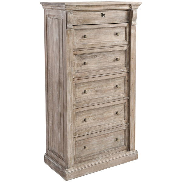 Adelaide Solid Wood 6-Drawer Chest in Natural Cream Wash